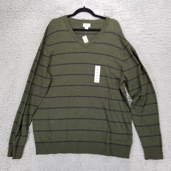 Old Navy Sweater Mens XXL Green Striped Long Sleeve Long Sleeve Pullover NWT - Picture 1 of 10